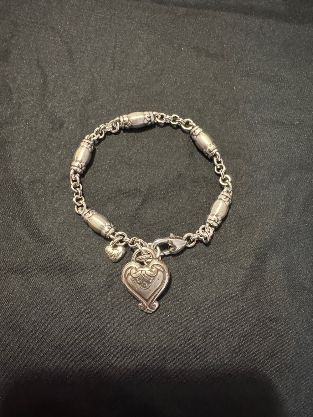 Brighton Antique Silver Heart Charm Bracelet